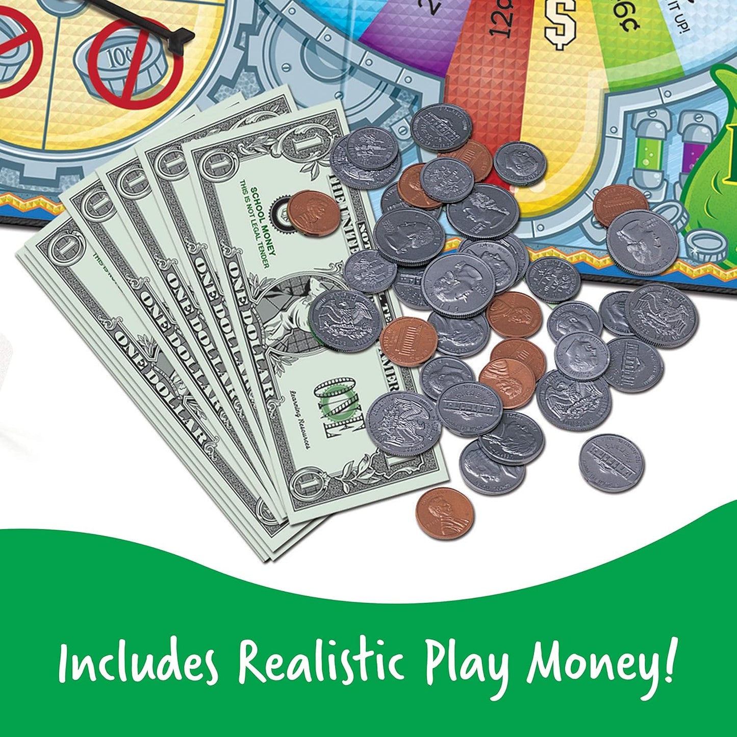 Learning Resources Money Bags Coin Value Game - Classic Board, Math Manipulatives, Financial Literacy Kids, Pretend Play, Coins Bills for Teaching, Gifts for Boys and Girls, Educational