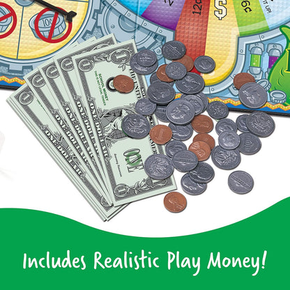 Learning Resources Money Bags Coin Value Game - Classic Board, Math Manipulatives, Financial Literacy Kids, Pretend Play, Coins Bills for Teaching, Gifts for Boys and Girls, Educational