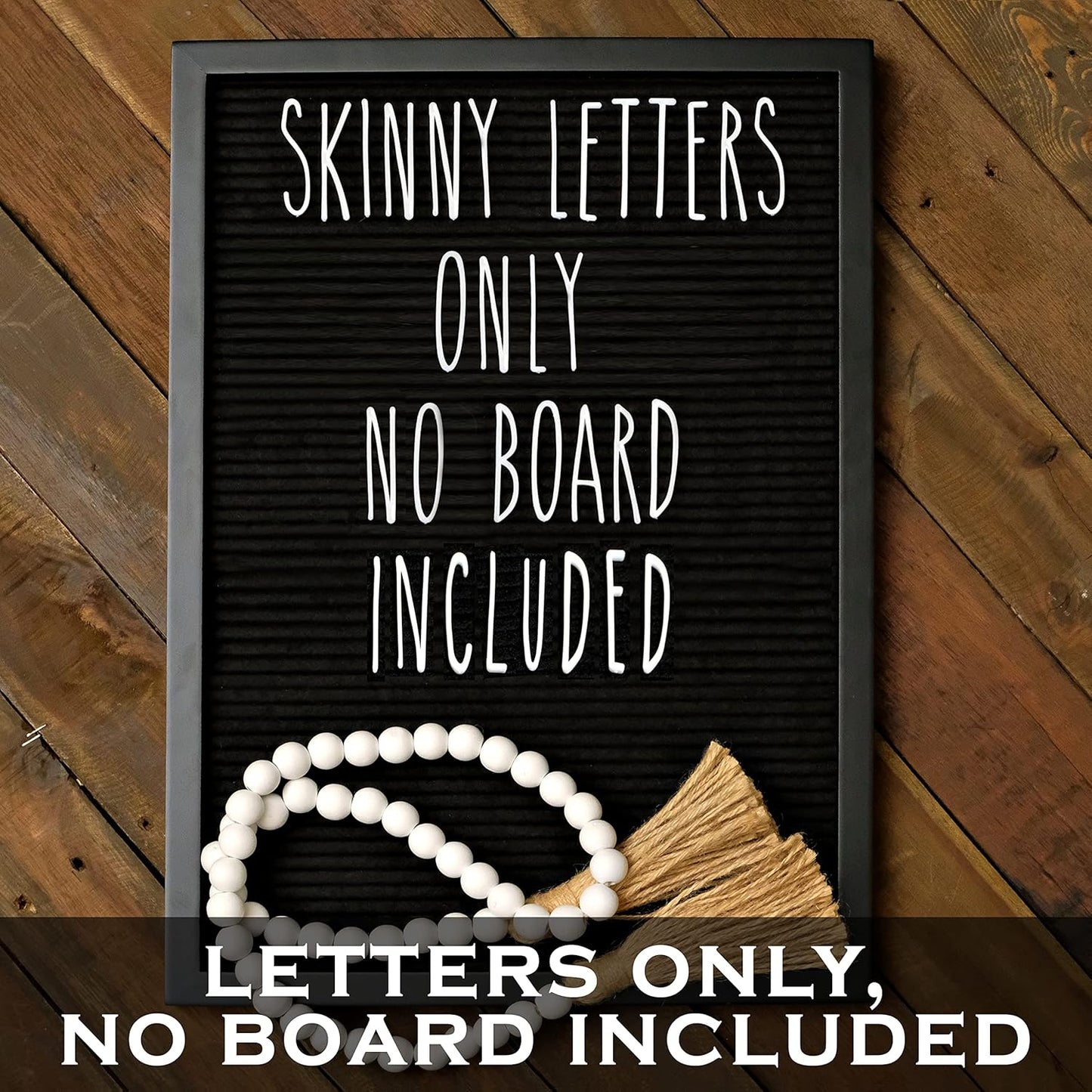 Skinny Felt Board Letters Only Set NO BOARD INCLUDED, Rae Inspired Font Farmhouse Decor Accessory, 2 Inch White Plastic Letters Numbers Symbols For Changeable Felt Letter Board Message Bulletin