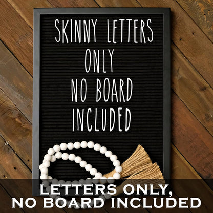 Skinny Felt Board Letters Only Set NO BOARD INCLUDED, Rae Inspired Font Farmhouse Decor Accessory, 2 Inch White Plastic Letters Numbers Symbols For Changeable Felt Letter Board Message Bulletin
