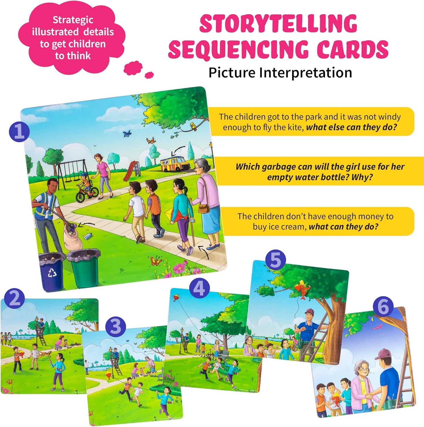 Sequencing Cards for Storytelling and Picture Interpretation Speech Therapy Games, Special Education Materials, Sentence Building, Spark Cards 1 and 2 Bundle