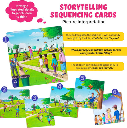 Sequencing Cards for Storytelling and Picture Interpretation Speech Therapy Games, Special Education Materials, Sentence Building, Spark Cards 1 and 2 Bundle