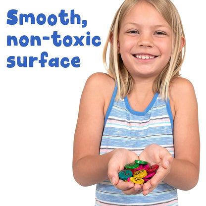 READY 2 LEARN - CE10006 Coconut Numbers - Set of 100 - 0-9 - 5 Colors - Natural, Hand Made Counters for Kids - Math Manipulatives