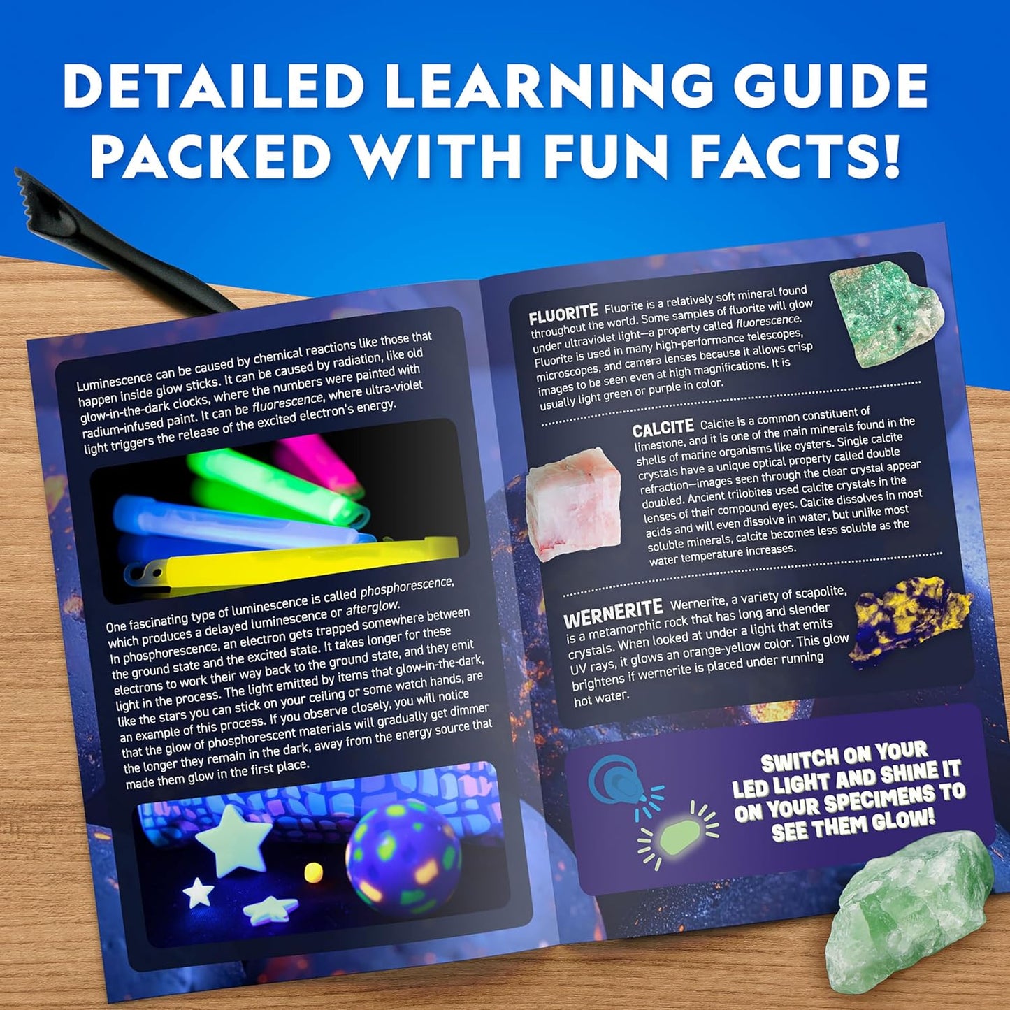 National Geographic Glow in The Dark Dig Kit - Excavate 6 Glow in The Dark Rocks & Dinosaurs from a Glowing Brick, Rock Collection, Science Kits for Kids, Rock Kit for Kids, STEM Kits, Dinosaur Toys