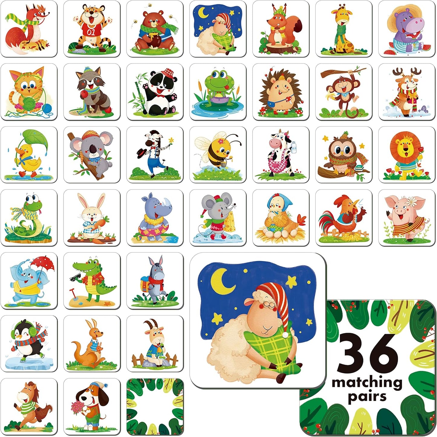 Memory Matching Game, 72 PCS Sight Words Matching Cards for Kids, 36 Pairs Memory Cards, Educational Toy for Children to Learn Sight Words 5+ Years Old
