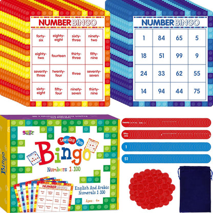 SpriteGru Multiplication & Division Bingo Game, 480 Math Problems, 2 Educational Math Board Game for Kindergarten and Preschool Kids 4-8, Perfect for Classroom & At Home (Up to 25 Players)