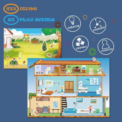 Magnetic Portable Playboard Cute Zoo Ainimal Magnets Create Scene for Learning Travel Toy (51 Pcs)