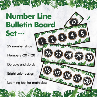 29 Pieces Number Line for Classroom Wall -20 to 120 Number Line Bulletin Board Border Boho Classroom Decorations Math Posters for Teachers