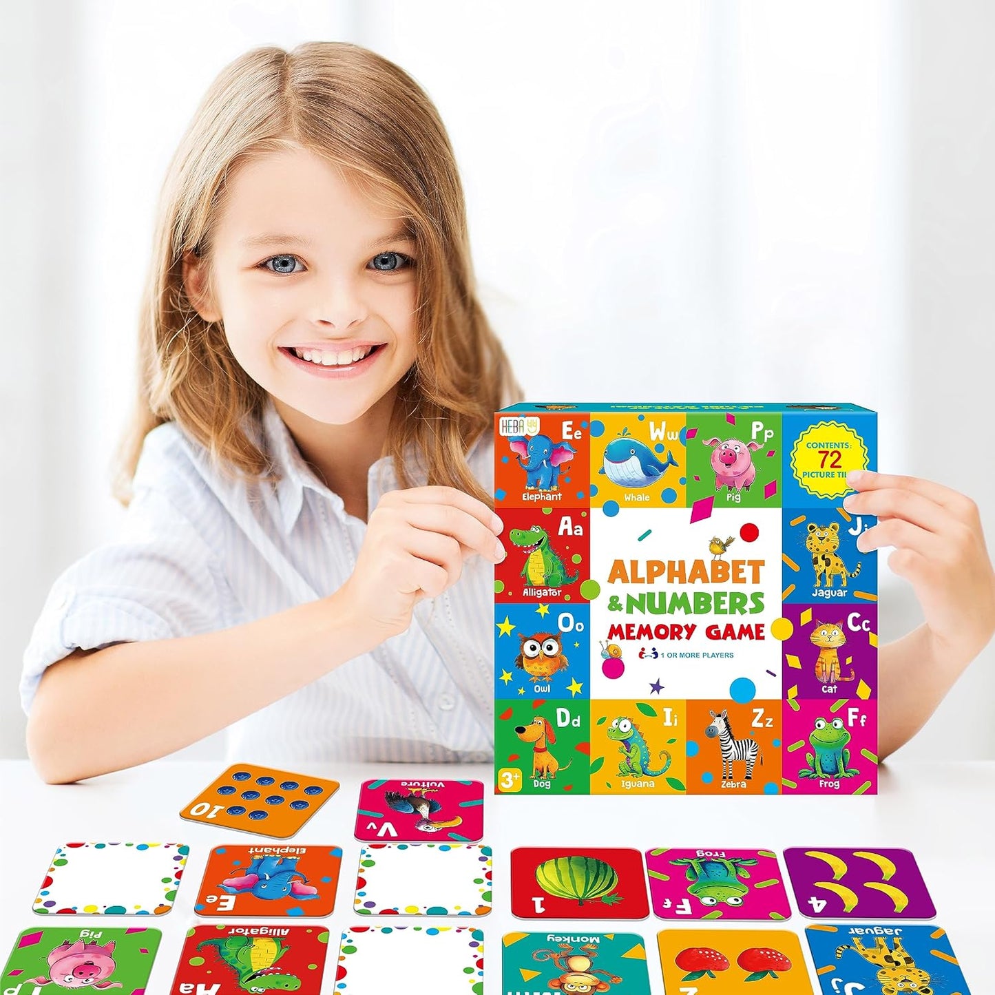 Hebayy 72 PCS Memory Matching Game, Real Animal Matching Cards for Toddlers 36 Pairs Memory Cards for Preschool 4 5 6 Years Old