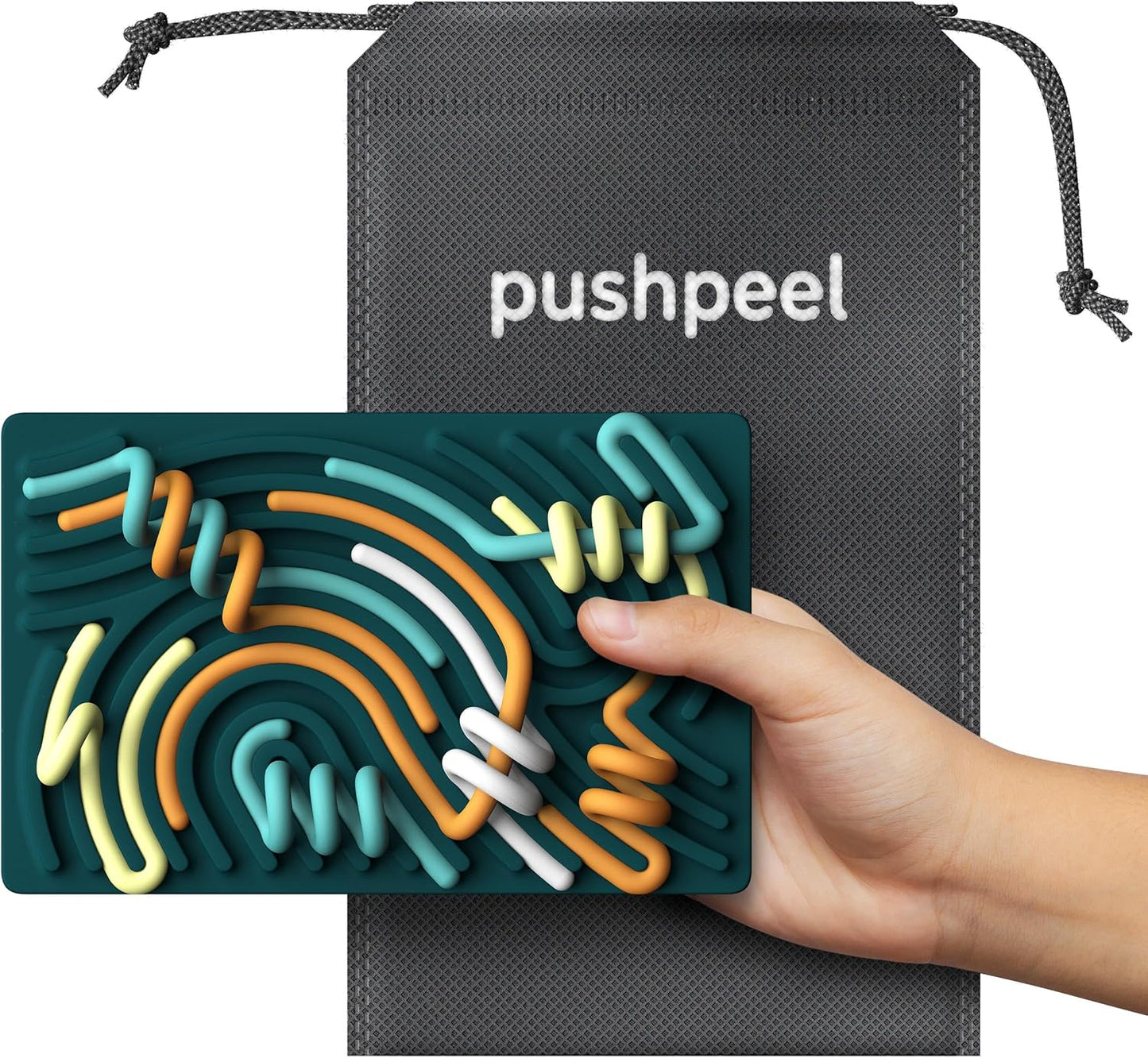Pushpeel Sensory Activity Board: Silicone Fidget Toy for Calming, Stress, Anxiety, ADHD & Autism | Silent, No Mess | Kids 3+ & Adults | Includes Portable Travel Bag & 11 Strings