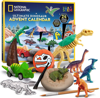 National Geographic Giant Dinosaur Egg Activity Kit – 15+ Dino Crafts, Painting Cars, Clay Models, Dig Brick, Stickers & Learning Guide, Dinosaur Science Toy for Boys & Girls