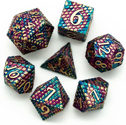 UDIXI Steampunk Metal Dice Set, 7 Die Polyhedral DND Dice Set for D&D Role Playing Game and Math Teaching (Ancient Copper)