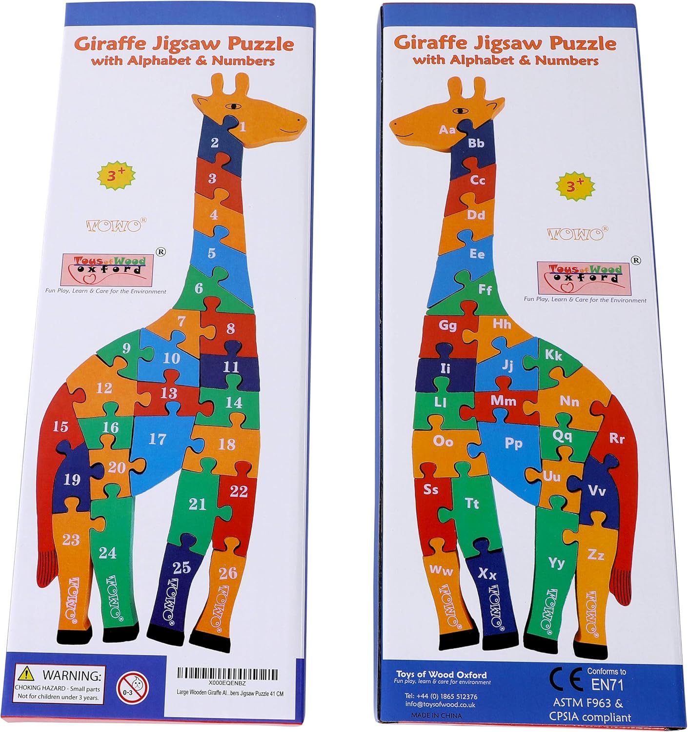 TOWO Wooden Giraffe Alphabet Blocks and Number Blocks Jigsaw Puzzle 41 cm Large Size 2 in 1 ABC Number Puzzle - Wooden Letter Puzzles Educational Toys for 3 Year olds