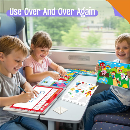 Logic Puzzles Game Pad, 30 Reusable & Erasable Logical Thinking Games-Sudoku, Scavenger Hunt, Math Games, Dry Erase Brain-Boosting Puzzles Activities Pad for Kids, Road Trip, Airplane & Car Travel