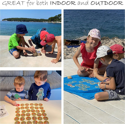 Montessori-Inspired Wooden Matching Game for Toddlers 2-4 Years - Durable, Scratch-Resistant 36 Card Set, Includes Carry Bag - Memory Game for Toddlers 2-4 Years - Cognitive Verbal Skills Development