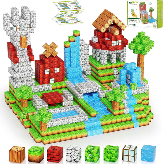 Magnetic Blocks 103PCS 1 inch Magnetic Building Blocks, Magnet Tiles Stacking Cubes Toy for Kids Build Forest World Set, STEM Game Toys for Boys Girls Age 3 4 5 6 7 8 Year Old Christmas Birthday Gifts