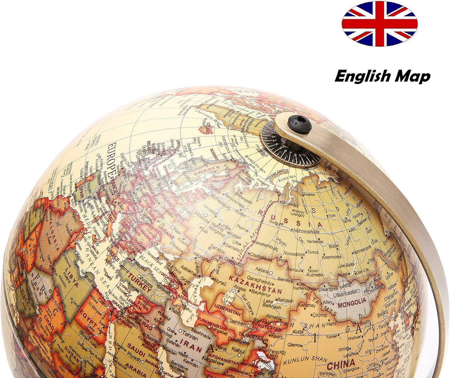 Political Globe Dia 5.5-inch / 14cm- Educational/Geographic - Stainless Steel Arc and Base - School, Home, and Office