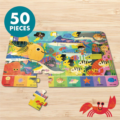 Chuckle & Roar Dinosaur Glow Floor Puzzle 50 Piece Kids Puzzle - Giant 2 x 3 Foot Glow in The Dark Preschool Puzzle - Large Pieces for Ages 4+ - Educational Dinosaur Puzzle for Screen Free Time