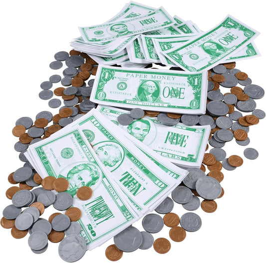 Classroom Money Kit – 600+ Piece Play Money Set with Bills & Coins for Counting, Sorting, Making Change & Financial Literacy, Ages 3+