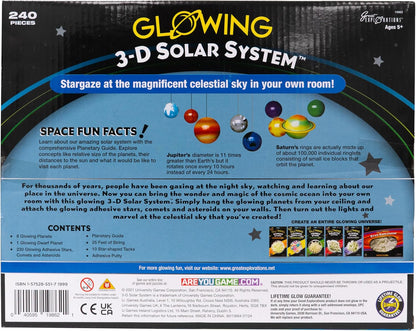 Great Explorations, 3-D Solar System Glow In The Dark Ceiling Hanging Kit 3D Planets and Star Stickers Create the Milky Way Teach Science STEM
