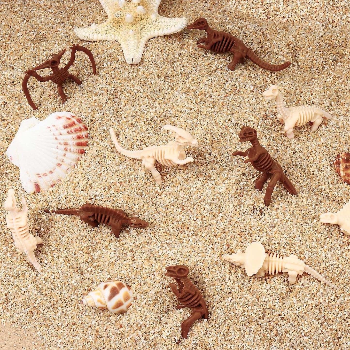 60 PCS Dinosaur Fossil Skeletons, Assorted Dinosaur Skeleton Toys Figures, Dino Bones for Science Play Dino Sand Dig Party Favor Decorations