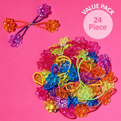 20pc Ponytailers Balls Elastics 18mm Round Opaque Multicolored Twin Beads Bauble Holders Toddler Kids Braiding Styling