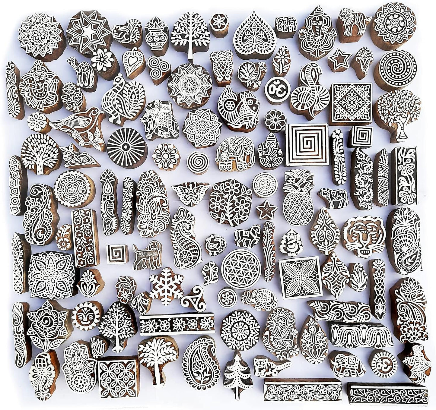 Royal Kraft Assorted Wooden Block Printing Stamps (Set of 10) Bulk01_10