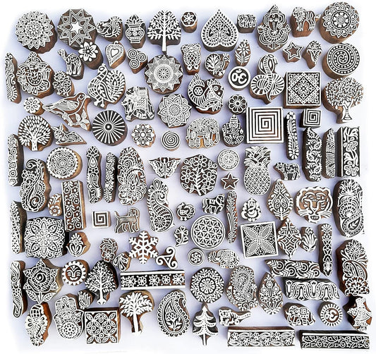 Royal Kraft Assorted Wooden Block Printing Stamps (Set of 10) Bulk01_10