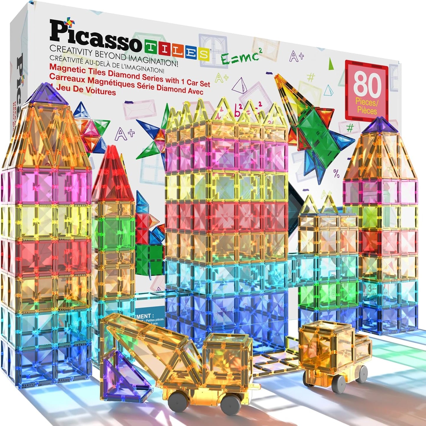 PicassoTiles Magnetic Building Block Set Geometry Shape Magnet Tiles Construction Toy STEM Learning Kit Educational Playset Playboard Pretend Play Stacking Blocks Child Brain Development PT16