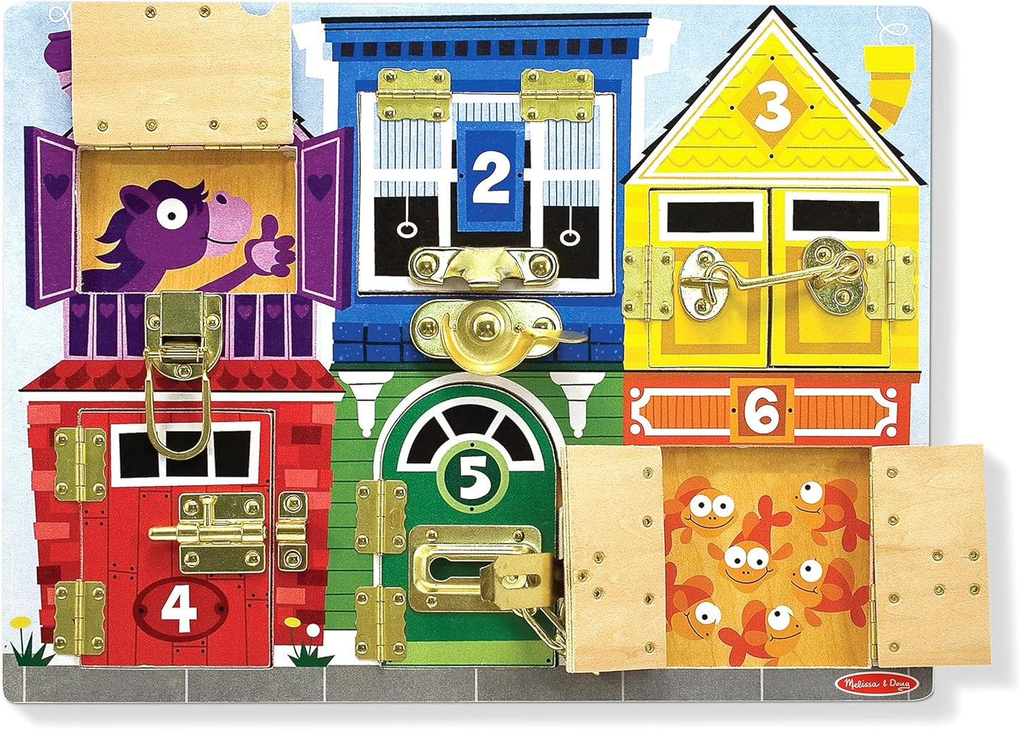 Melissa & Doug Latches Wooden Activity Board - Montessori Busy Board for Preschool Toys, Sensory Toys for Kids, Learning Resources for Ages 3+