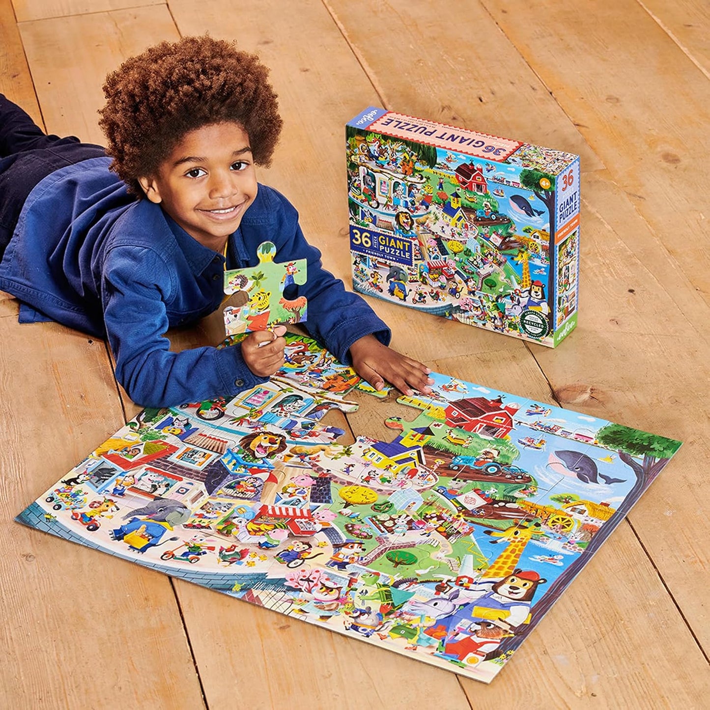 eeBoo 36 Piece Giant Floor Puzzle - Dinosaur Alphabet Children's Puzzle ABC & Dino Themed, Large Pieces for Small Hands to Develop Motor Skills