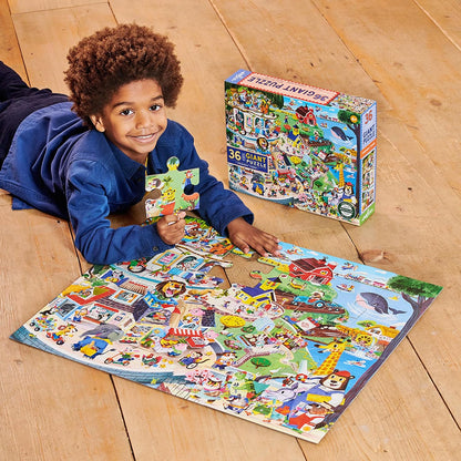 eeBoo 36 Piece Giant Floor Puzzle - Dinosaur Alphabet Children's Puzzle ABC & Dino Themed, Large Pieces for Small Hands to Develop Motor Skills