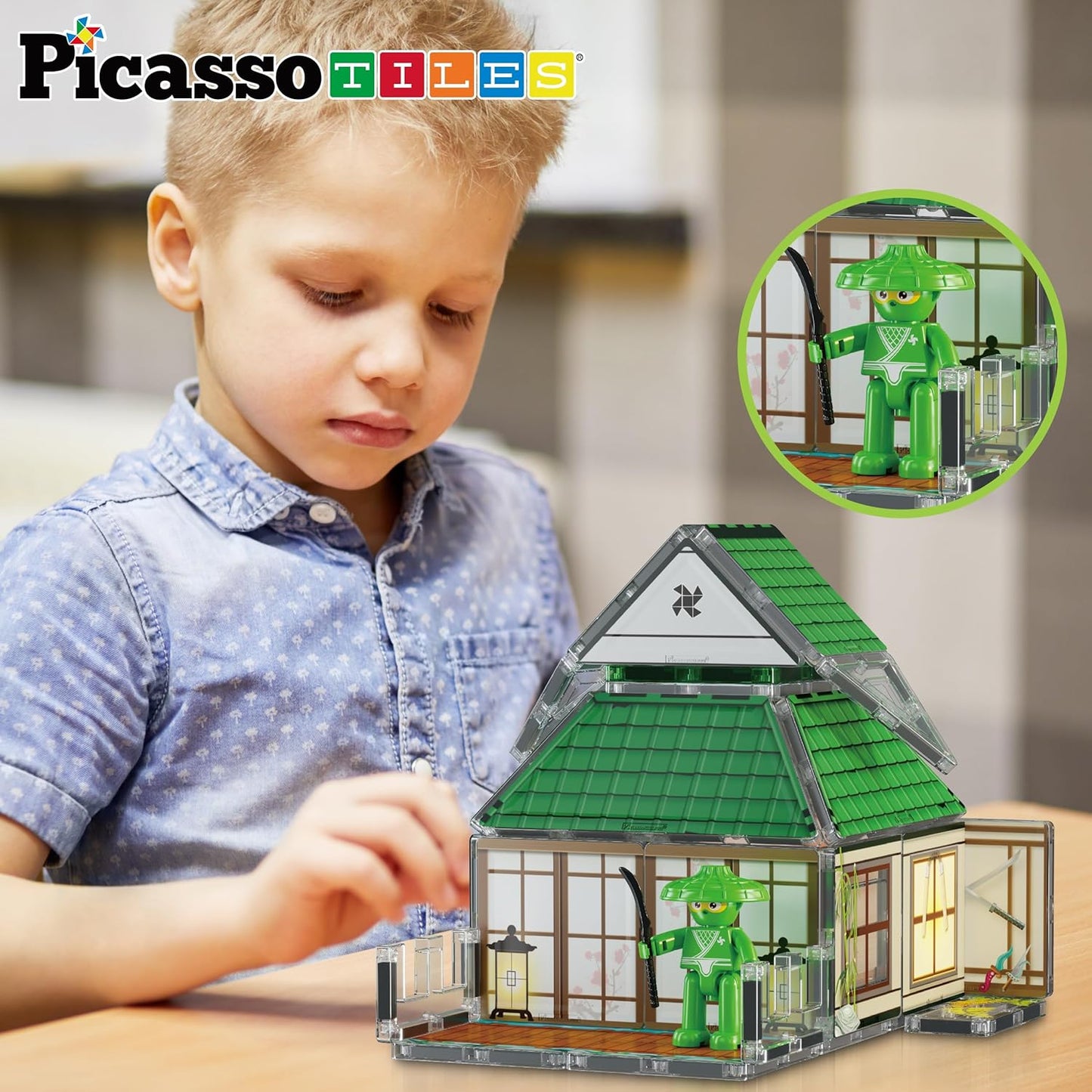 PicassoTiles 60pc Magnetic Tile Princess Castle Building Set with Double Sided Printed Tiles 2 Character Figures STEM Educational Toy Kit for Kids Pretend Play Montessori Learning Ages 3 to 8 PTQ04