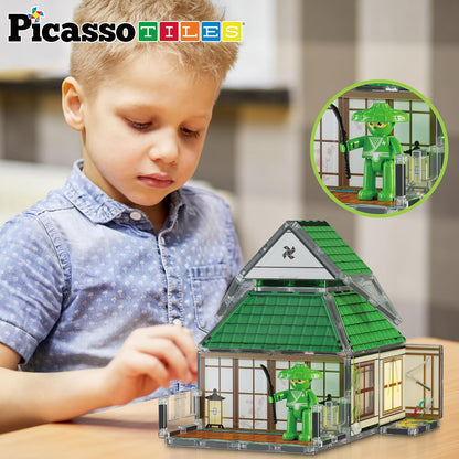PicassoTiles 60pc Magnetic Tile Princess Castle Building Set with Double Sided Printed Tiles 2 Character Figures STEM Educational Toy Kit for Kids Pretend Play Montessori Learning Ages 3 to 8 PTQ04