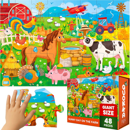 QUOKKA Giant Floor Puzzle for Kids Ages 4-6 – 2x3 Feet Extra-Thick 48 Pieces Toddler Puzzle Ages 3-5 – Bugs Educational Activity for Boys Girls – Premium Box with Sturdy Handle & Magnetic Closure