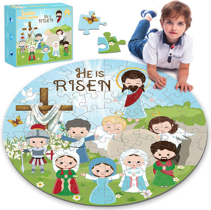 70pcs Easter Floor Puzzles for Kids Age 3-8, Easter Basket Stuffer Gifts for Kids Boy Girls Jumbo Bunny Puzzles Egg Hunt Party Favors