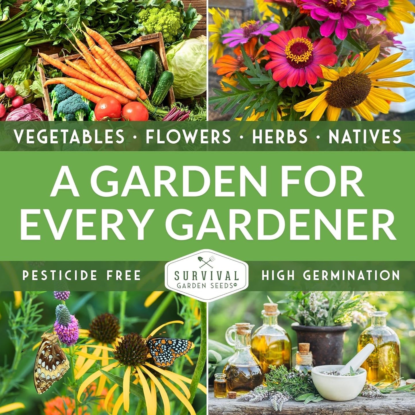 Flower Seeds Garden Kit - 36 Packs of Annual & Perennial Flowers for Planting – with Wildflowers for Pollinators, Bees, Butterflies | Heirloom Non-GMO Seed Starter Pack – Survival Garden Seeds