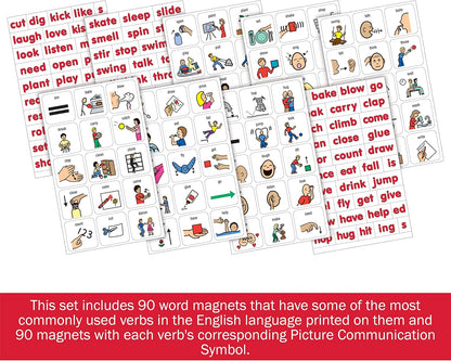 BARKER CREEK Learning Magnets, for Children, Picture Communication Symbol Magnets - High-Frequency Verbs & Companion Word Magnets (3000)