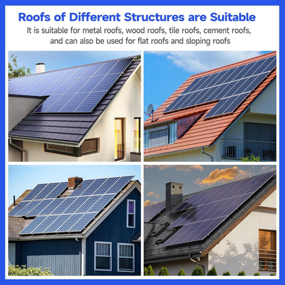 Solar Panel Mounting Brackets Kit 10Pcs Solar Roof Mount Kit for 1-4 Pieces Thickness 1.57-1.6” Solar Panels(100-400W), Aluminum Alloy Mount for Flat Pitched Roof Rack Mounting Brackets