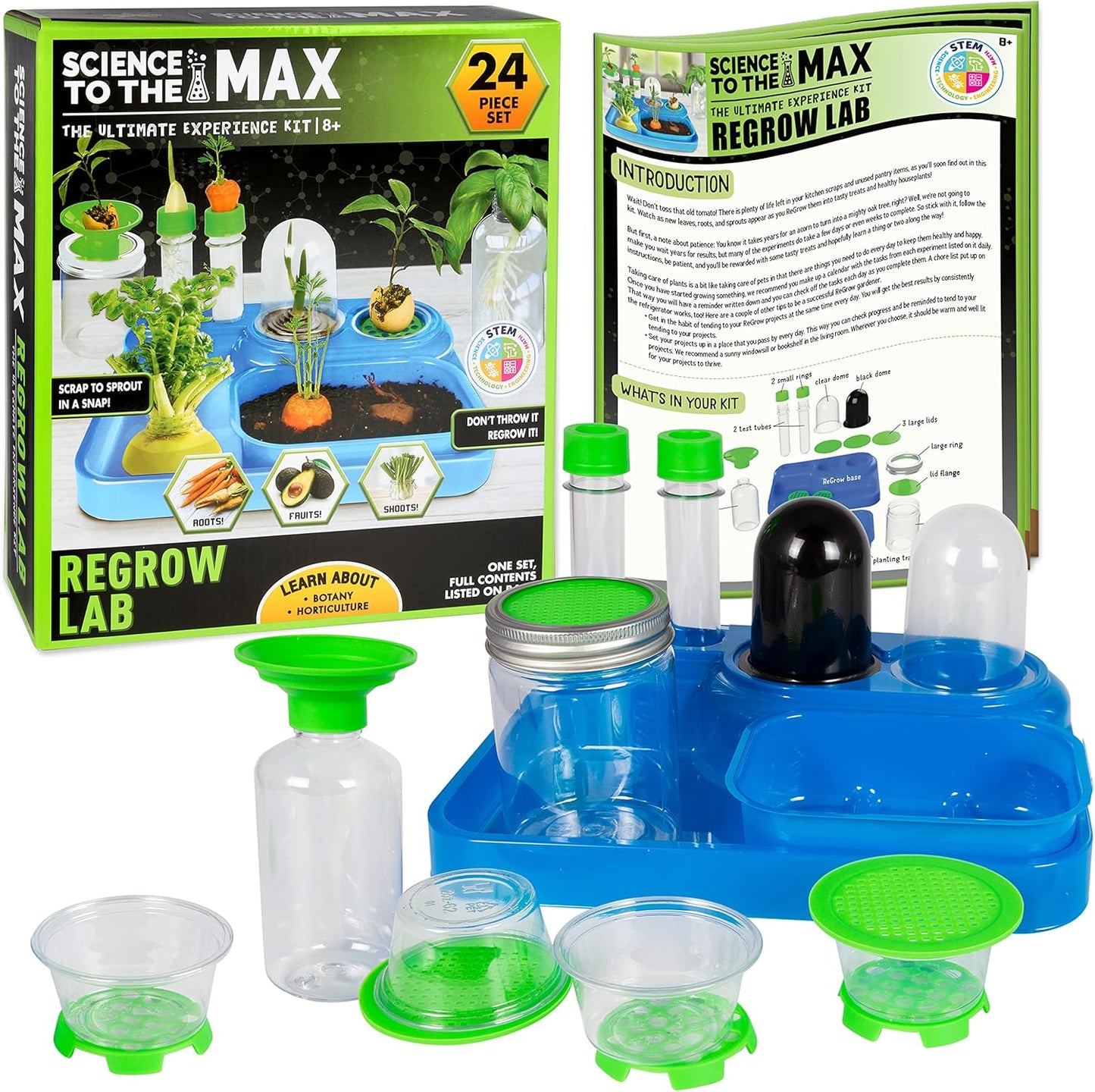 ReGrow Science Kit for Kids 8+ - Replant Simple Ingredients to Generate New Plants! 15+ Experiments - 12 Tools Included - Growing Kits for Kids Boys Girls - STEM Educational Lab