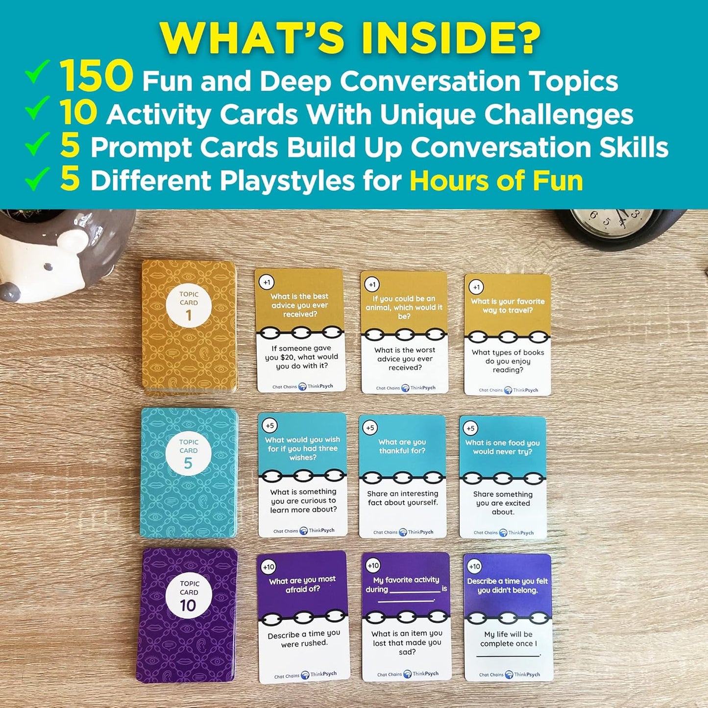 ThinkPsych Chat Chains - The Game That Connects Us | Social Skills Games | Therapy Games for Teens and Kids | Ages 8-99 | Therapy Conversation Cards | 15 Mins Playtime