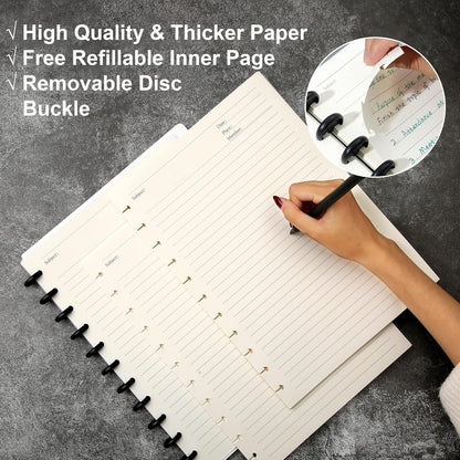Discbound Notebook Refills for 11 Discs Notebooks 8.6 in x 12 in Letter Size 120 Sheets Multi-Subject Project Lined Pages Customizable Removable Pages(100 GSM) Heavyweight Planing Paper