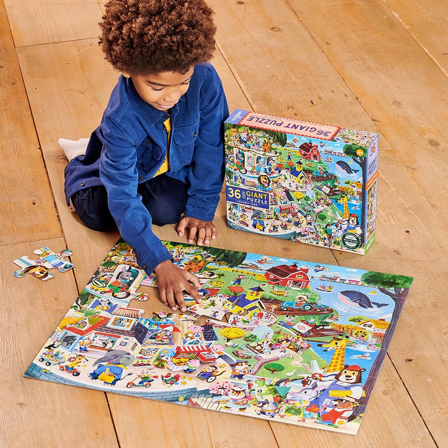 eeBoo 36 Piece Giant Floor Puzzle - Dinosaur Alphabet Children's Puzzle ABC & Dino Themed, Large Pieces for Small Hands to Develop Motor Skills