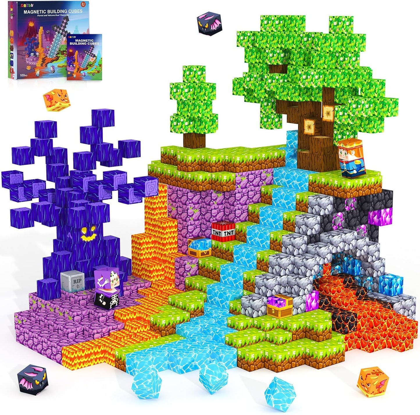 Magnetic Blocks, Magnetic Tiles Building Blocks, Magnet Cubes Toddler Kids Toys, Sensory STEM Toys for 3-5 4-6 5-7 6-8 Year Old Boys Girls Easter Birthday Gifts Travel Outdoor Kids Games (0.8IN/2CM)