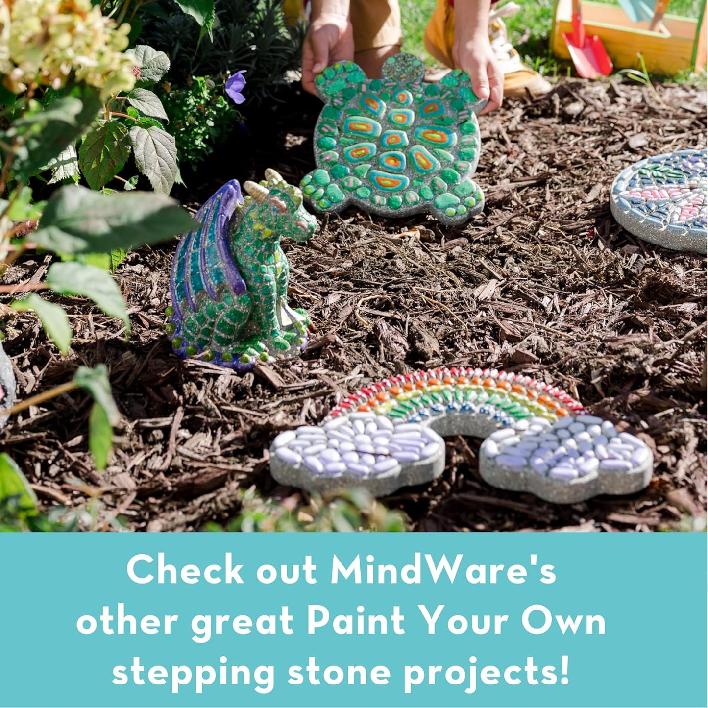 MindWare Paint Your Own Stone Unicorn Garden – Weather-Resistant Garden Rocks Paint Kit for Kids – Includes Paint, Brushes and Instructions – Ages 8 and Up