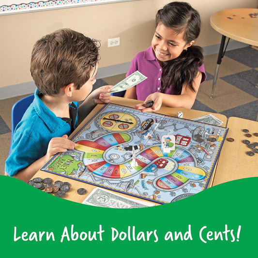 Learning Resources Money Bags Coin Value Game - Classic Board, Math Manipulatives, Financial Literacy Kids, Pretend Play, Coins Bills for Teaching, Gifts for Boys and Girls, Educational
