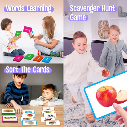 140 Noun Picture-Word Cards, Picture Flashcards Language Builder Visual Aid Speech Development Tool for Autism, ESL Teaching Material Non-Verbal Vocabulary Builder for Children, Kids, Adults (Level 2)
