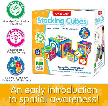 Learning Journey International LLC Play & Learn - Stacking Cubes - STEM Toddler Toys & Gifts for Boys & Girls Ages 12 Months and Up - Mind Building Developmental Learning Toy, Multi (100257)