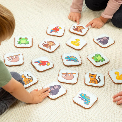 Felt Matching Game for Ages 2–4 – Soft and Safe for Ages 1+ – Montessori Memory Game – Sensory Flash Cards – Best Educational Gift for Ages 1–3 - Woodland Animal Theme