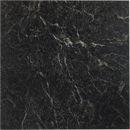 Nexus Self Adhesive 12-Inch Vinyl Floor Tiles, 20 Tiles - 12" x 12", Black w/White Vein Marble Pattern - Peel & Stick, DIY Flooring for Kitchen, Dining Room, Bedrooms & Bathrooms by Achim Home Decor